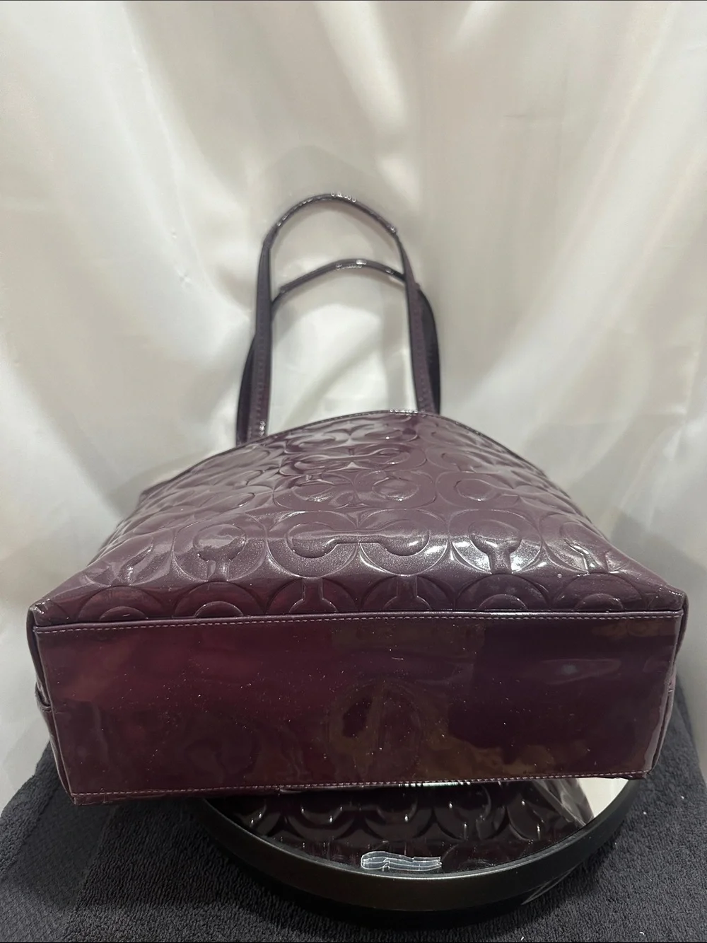 Coach Glossy Embossed Tote in Deep Plum
